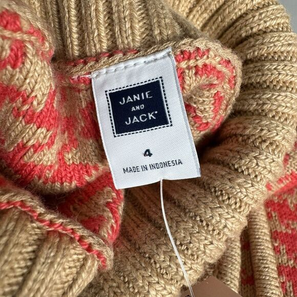 Janie and Jack Girls 4 Knit Cape Pink Coral Houndstooth Bow Preppy Classic - Picture 8 of 14